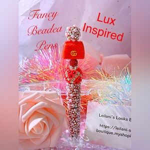 Fancy beaded pen/fancy pen/red purse/red flower/gifts